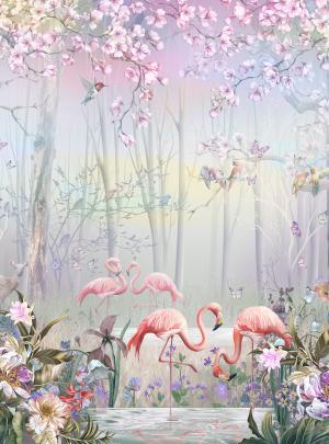 Фламинго в весеннем саду 8180-ML